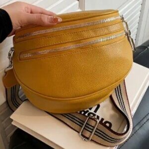 NWOT Genuine Leather Mustard Colour Crossbody bag